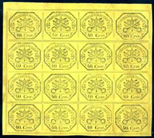 1861 - 40 cent. giallo (19), quarto di ... 