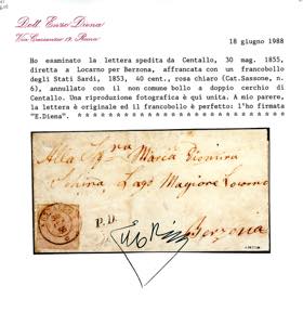 SARDEGNA-SVIZZERA 1855 - 40 cent. ... 