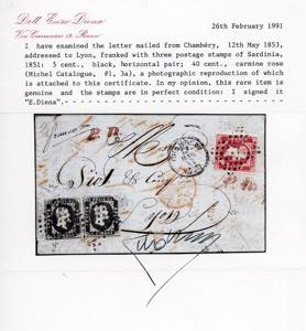 1853 - 5 cent. nero, coppia, con ... 