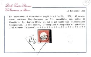 1854 - 40 cent. rosso mattone (9), ... 