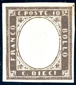 1859 - 10 cent. bruno cioccolato scuro ... 