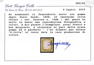 1862 - 10 cent. oliva chiaro ... 