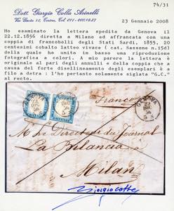 1856 - 20 cent. cobalto latteo ... 