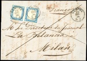1856 - 20 cent. cobalto latteo vivace (15d), ... 