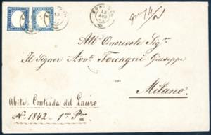 1862 - 20 cent., un esemplare celeste ... 