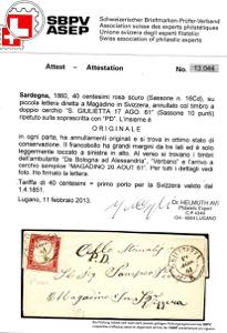 1861 - 40 cent. rosa scuro (16Cd), ... 