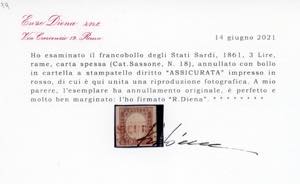 1861 - 3 lire rame, un esemplare e ... 