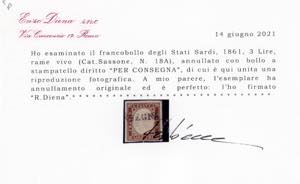 1861 - 3 lire rame, un esemplare e ... 