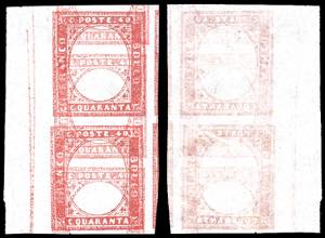 1863 - 40 cent. rosa vermiglio (16F), prova ... 