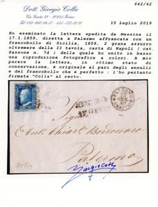 1859 - 2 grana azzurro oltremare, ... 