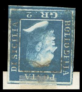1859 - 2 grana azzurro verdastro, ... 
