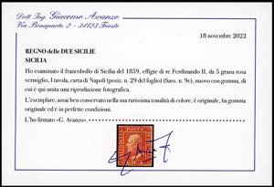 1859 - 5 grana rosa vermiglio, I ... 