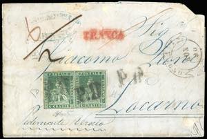 TOSCANA-SVIZZERA 1851 - 4  crazie verde su ... 