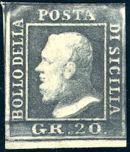 1859 - 20 grana ardesia scuro (13c), testa ... 