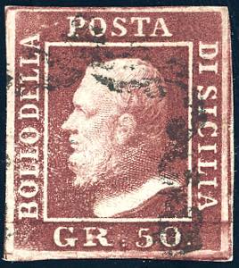 1859 - 50 grana lacca bruno (14), usato, ... 