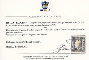 1858 - 1/2 grano lilla grigio, ... 