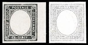 1860 - Saggi Ficarotta, 10 cent. nero, senza ... 