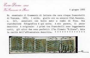 1851 - 1 soldo giallo oro su ... 