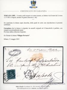 1853 - 4 crazie verde azzurro su ... 