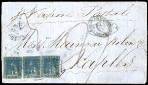 1857 - 6 crazie azzurro chiaro (15), tre ... 