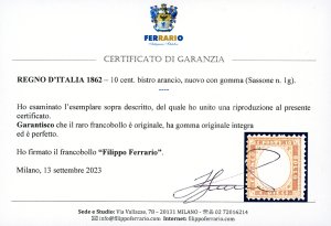 1862 - 10 cent. bistro arancio ... 