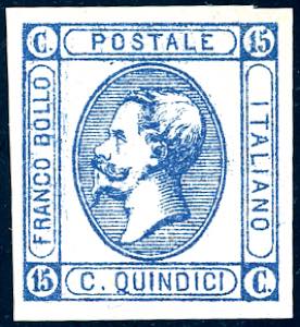 1863 - 15 cent. Litografico, I tipo, leggera ... 