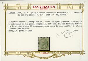 1863 - 5 cent. De La Rue, tiratura ... 