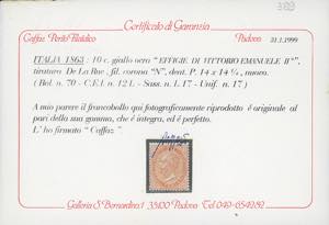 1863 - 10 cent. De La Rue, ... 