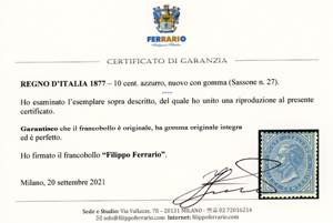 1877 - 10 cent. azzurro (27), ... 