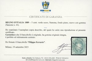 1889 - 5 cent. Stemma, fondo pieno ... 