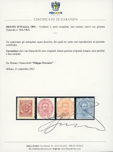 1891 - Umberto I, non emessi, ... 