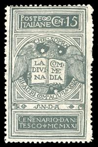 1921 - 15 cent. grigio Dante, non emesso ... 