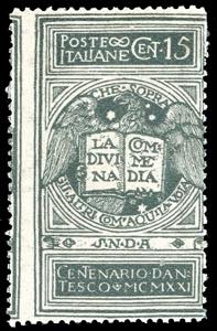 1921 - 15 cent. grigio Dante, non emesso ... 