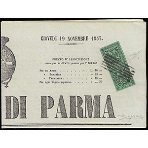 1857 - 5 cent. verde, punto dopo la cifra ... 