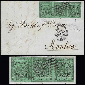 1858 - 5 cent. verde, punto dopo le cifre, ... 