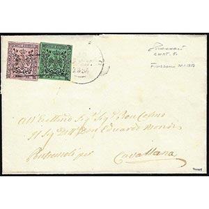 1854 - 5 cent. verde, punto dopo la cifra, ... 