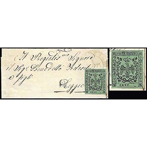 1856 - 5 cent. verde oliva, varietà ... 