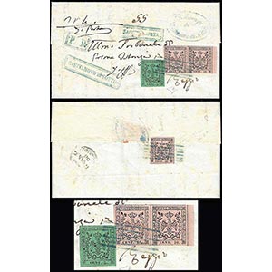 1858 - 10 cent. rosa, coppia orizzontale, ... 