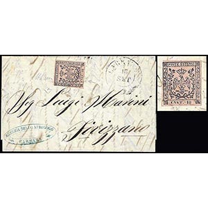 1855 - 10 cent. rosa, punto dopo le cifre, ... 