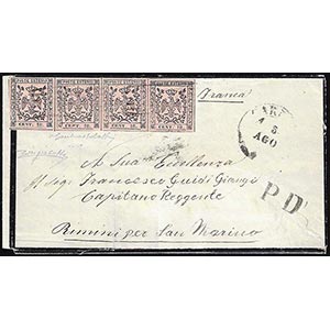 1858 - 10 centesimi rosa, punto dopo le ... 