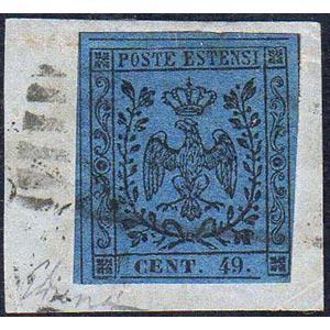 1854 - 40 cent. azzurro scuro, punto dopo le ... 