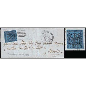 1858 - 40 cent. azzurro scuro, punto dopo le ... 