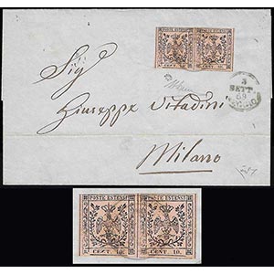 1859 - 10 cent. rosa, punto dopo le cifre, ... 