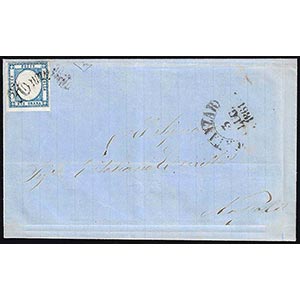 1861 - 2 grana azzurro chiaro, filetto di ... 