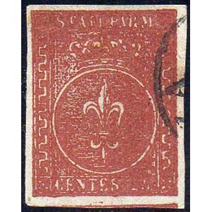 1855 - 25 cent. bruno rosso (8), usato, ... 