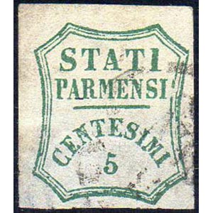 1859 - 5 cent. verde azzurro, I composizione ... 