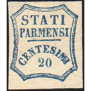 1859 - 20 cent. azzurro scuro (15b), gomma ... 