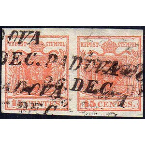 1851 - 15 cent. rosso vermiglio, I tipo, ... 