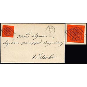 1867 - 10 cent. vermiglio arancio, doppia ... 