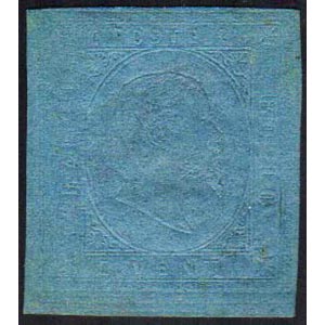 1853 - 20 cent. azzurro (5), gomma ... 